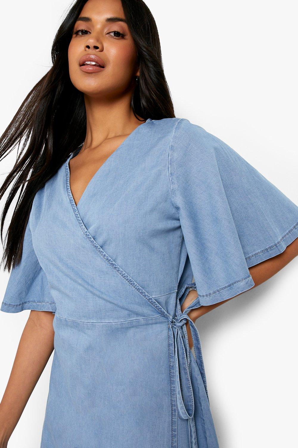 chambray wrap dress